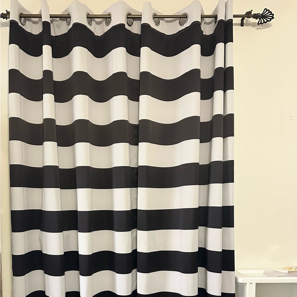 Black and white striped curtains. In perfect condition!